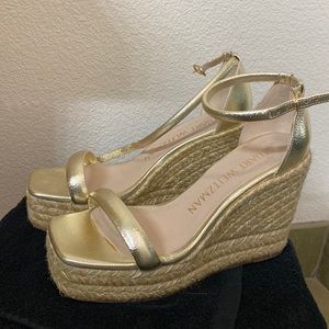 Stuart Weitzman Gold espadrille wedges